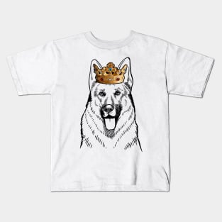 German Shepherd Dog King Queen Wearing Crown Kids T-Shirt